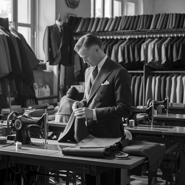 A master tailor at work in the Cisneros atelier